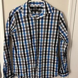 Mens slim fit Apt 9 Button up Shirt - Checkered Pattern - Modern - Large 15.5